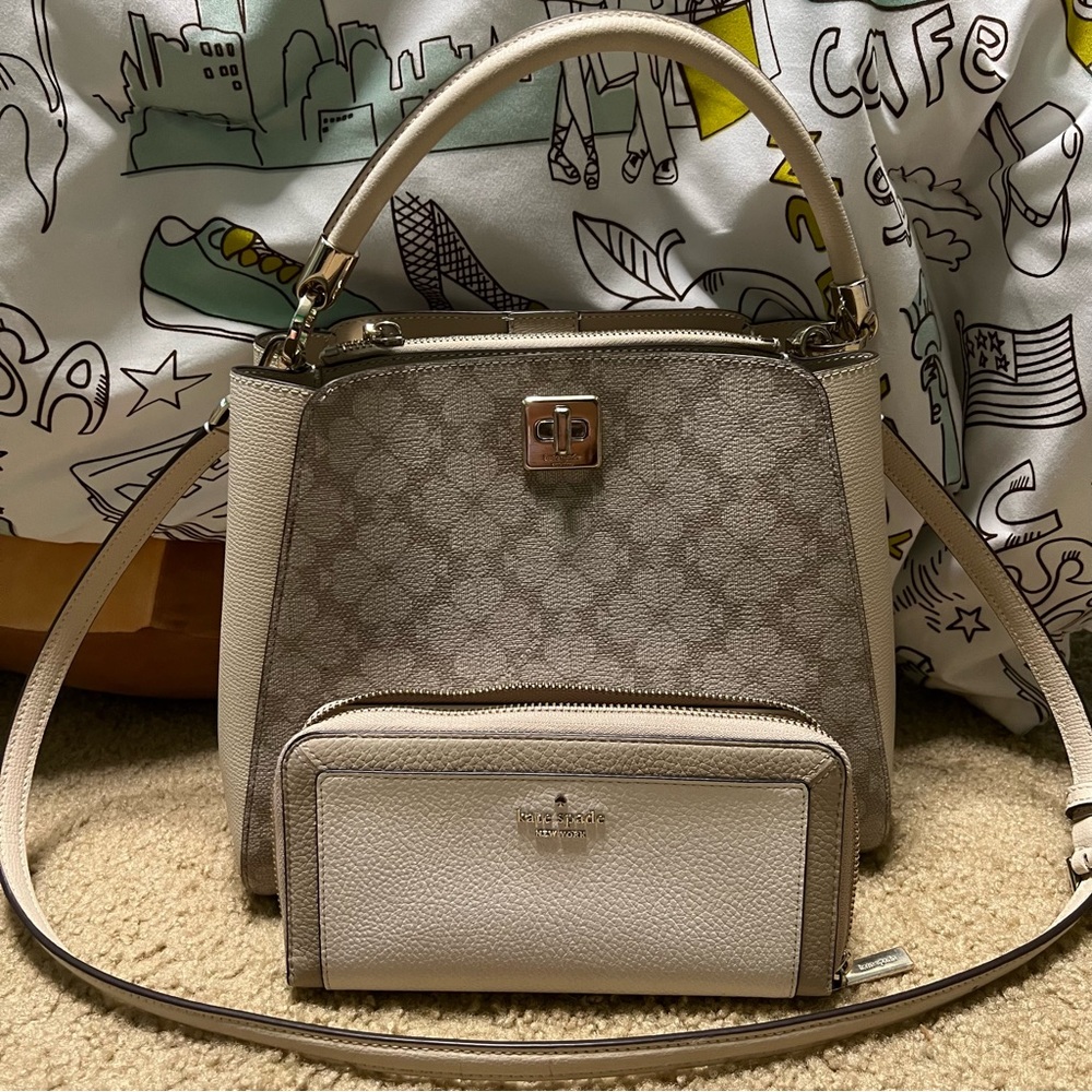 Kate Spade Serena Spring Pansies Crossbody Bag & Wallet Set